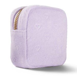 Terry Cloth Embossed Hearts Mini Square Pouch - Stoney Clover Lane Light Purple